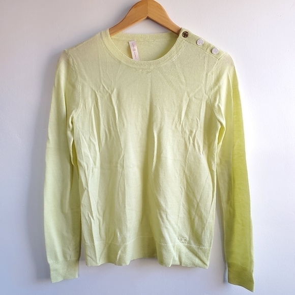 New Tory Burch 100% Cashmere Logo Button Pullover Sweater Size XS - Picture 2 of 8